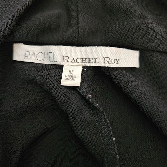 Rachel Roy Mini Short Dress Medium Black LBD Pockets Faux Wrap-Style V Neck - Picture 9 of 12